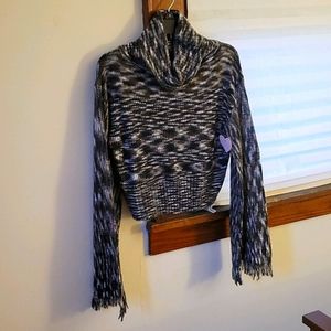 Knit Green Mixed Thread Bell Sleeve Sweater
